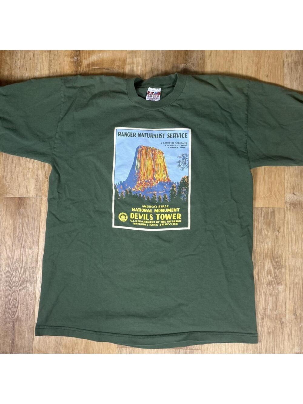 Y2K Devil's Tower National Monument Green T-Shirt Size XL